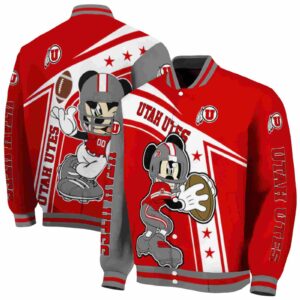 personalized utah utes mickey football red white jacket fashion forward