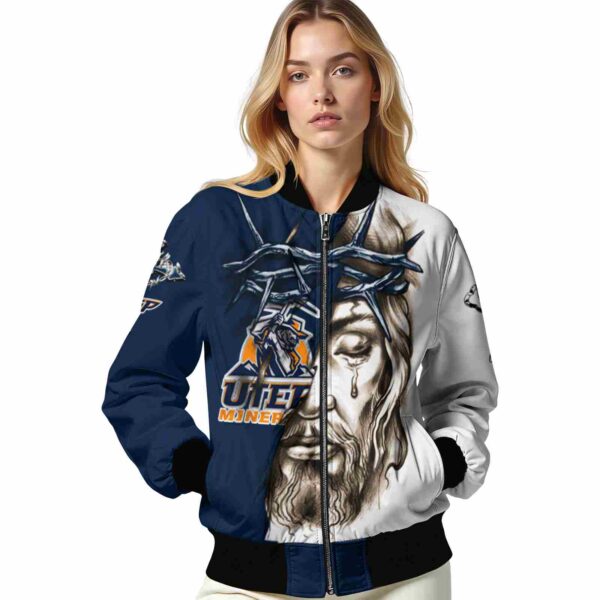 personalized utep miners jesus tears blue white jacket latest model