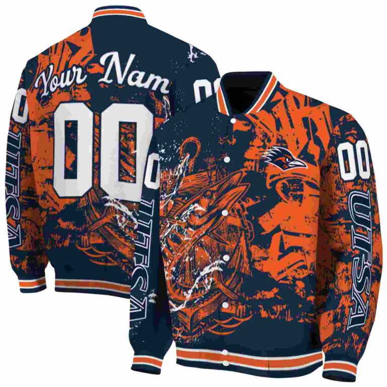 personalized utsa roadrunners fishing art orange jacket fashion forward