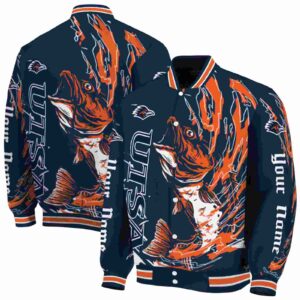 personalized utsa roadrunners fishing passion orange white jacket fashion forward