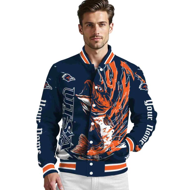 personalized utsa roadrunners fishing passion orange white jacket high quality