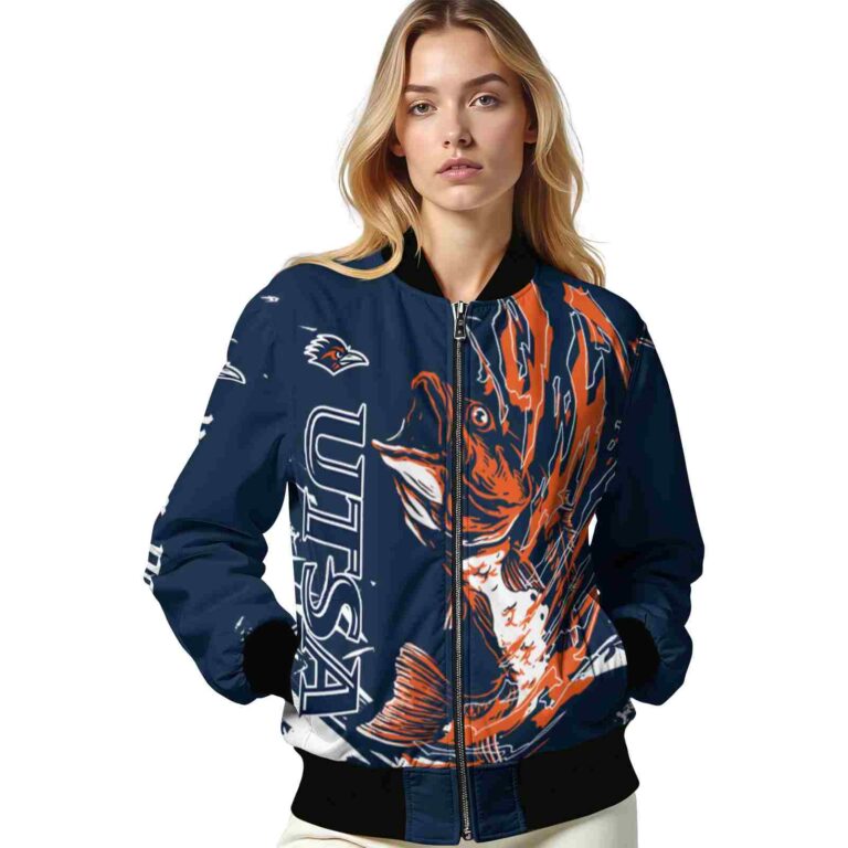 personalized utsa roadrunners fishing passion orange white jacket latest model