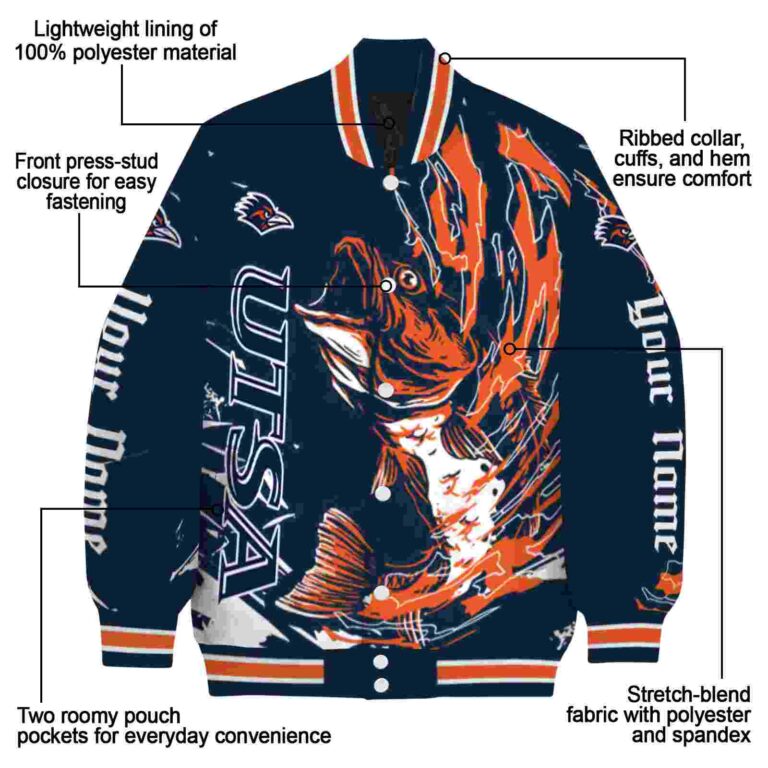 personalized utsa roadrunners fishing passion orange white jacket new arrival