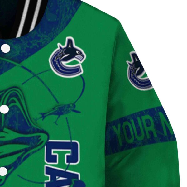 personalized vancouver canucks fishing rod green jacket premium grade