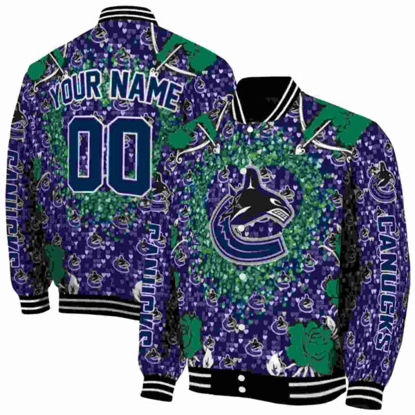 personalized vancouver canucks heart explosion blue jacket fashion forward
