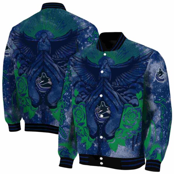 personalized vancouver canucks praying hands blue jacket fashion forward