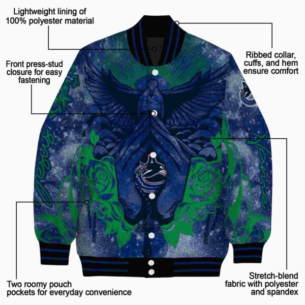 personalized vancouver canucks praying hands blue jacket new arrival