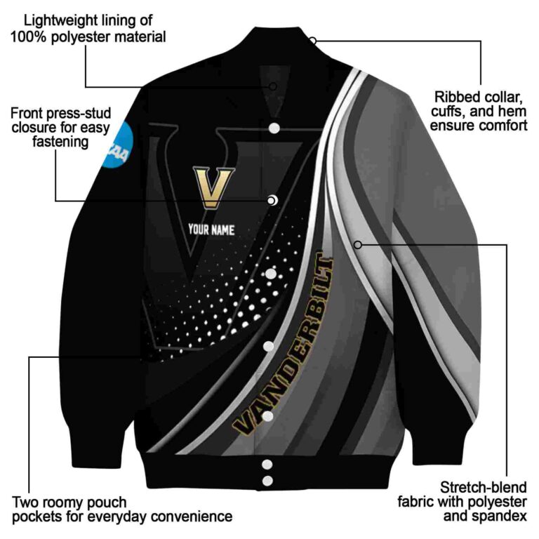 personalized vanderbilt commodores wave patterns black jacket new arrival