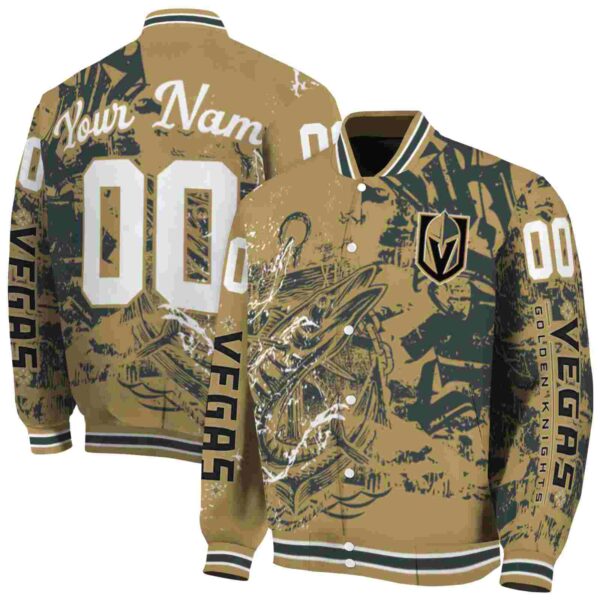personalized vegas golden knights fishing art tan jacket fashion forward