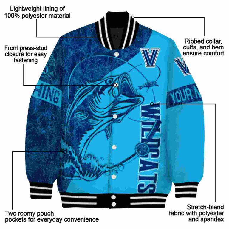 personalized villanova wildcats fishing rod light blue jacket new arrival