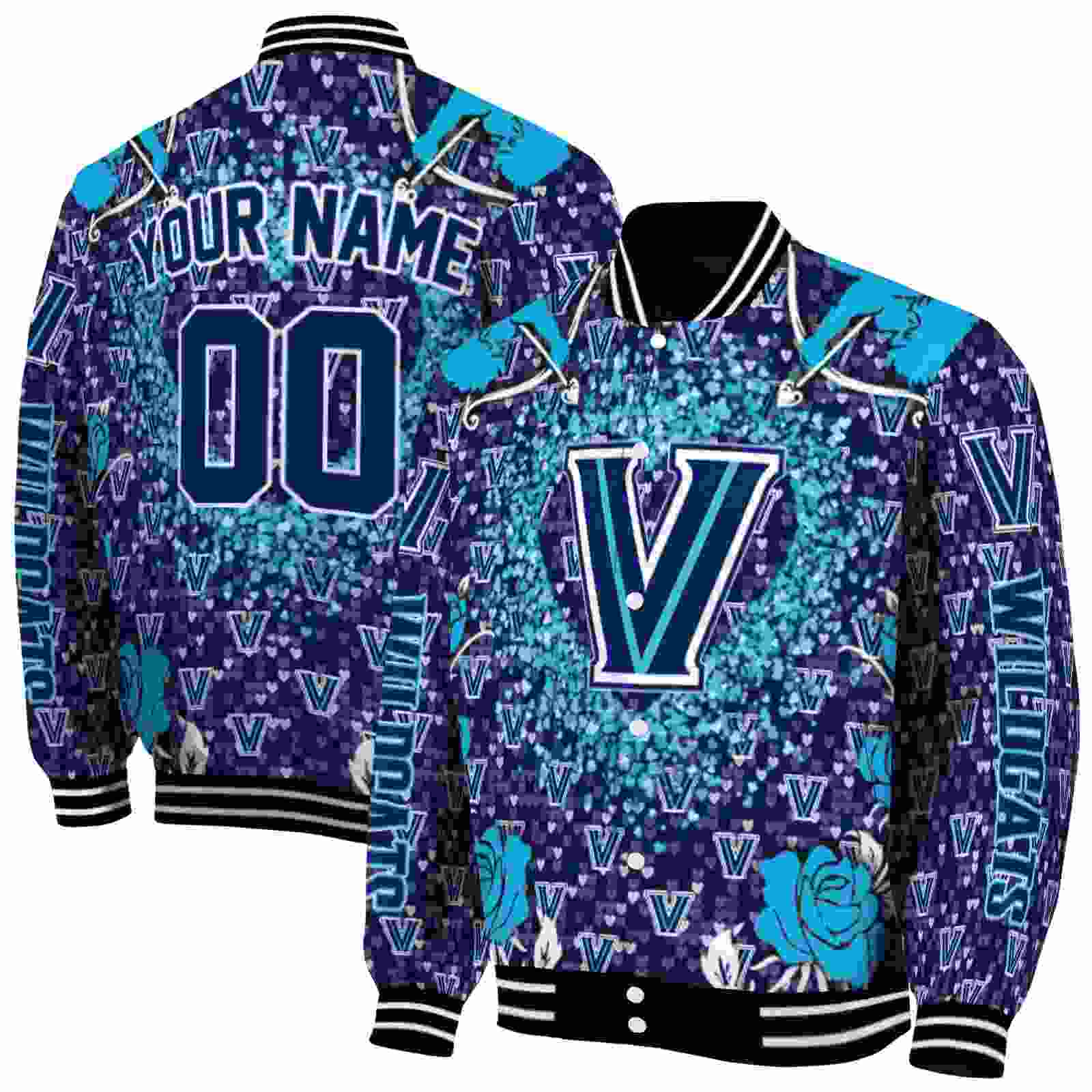 personalized villanova wildcats heart explosion navy jacket fashion forward personalized villanova wildcats heart explosion navy jacket fashion forward