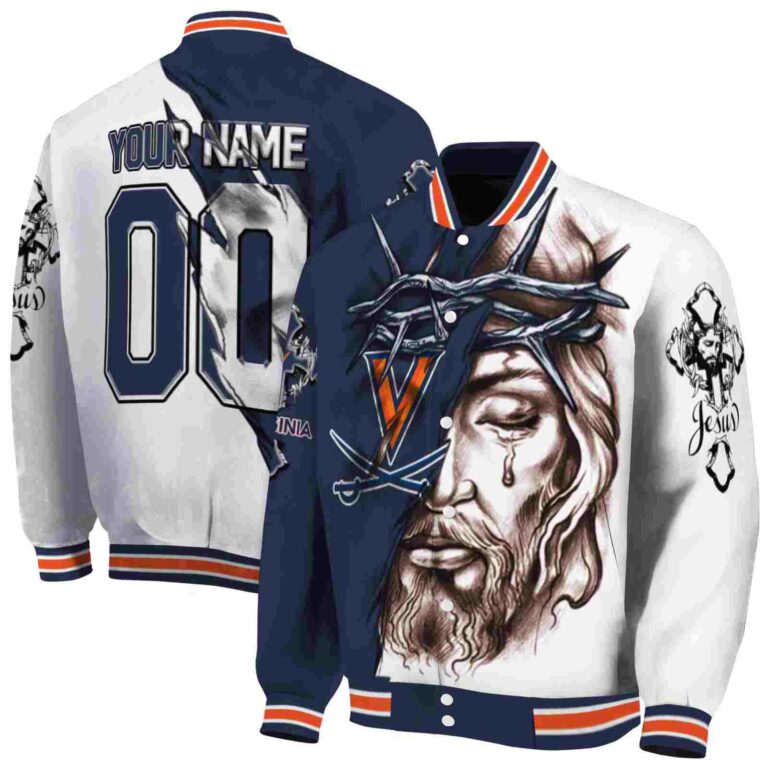personalized virginia cavaliers jesus tears blue white jacket fashion forward