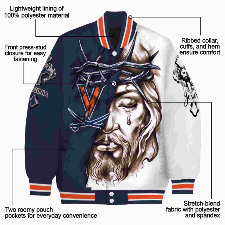 personalized virginia cavaliers jesus tears blue white jacket new arrival