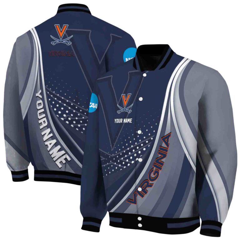 personalized virginia cavaliers wave patterns blue jacket fashion forward