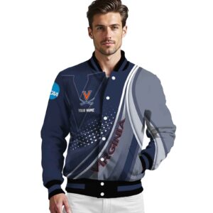 personalized virginia cavaliers wave patterns blue jacket high quality