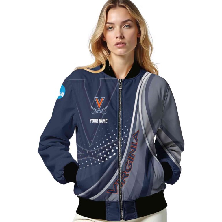 personalized virginia cavaliers wave patterns blue jacket latest model