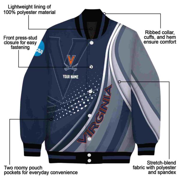 personalized virginia cavaliers wave patterns blue jacket new arrival