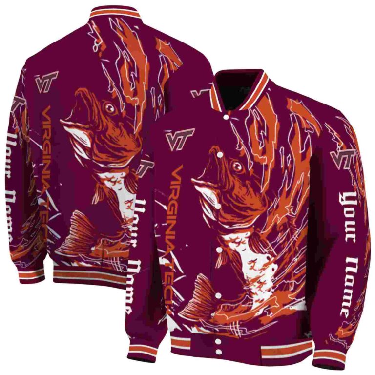 personalized virginia tech hokies fishing passion maroon white jacket fashion forward
