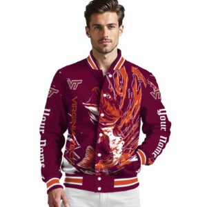personalized virginia tech hokies fishing passion maroon white jacket high quality