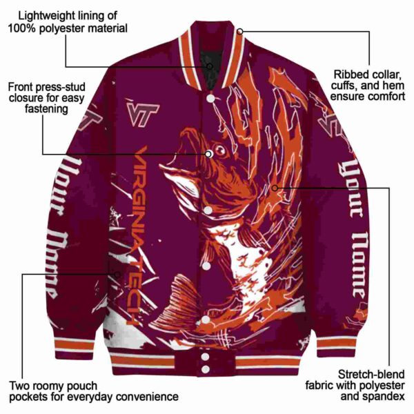 personalized virginia tech hokies fishing passion maroon white jacket new arrival