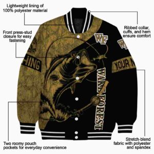 personalized wake forest demon deacons fishing rod black jacket new arrival