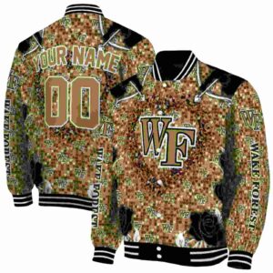 personalized wake forest demon deacons heart explosion gold jacket fashion forward
