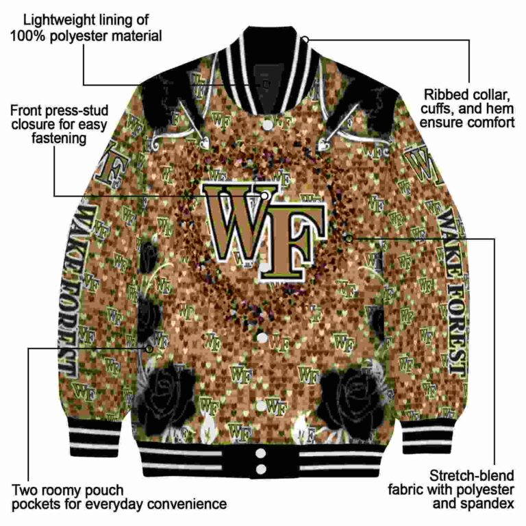 personalized wake forest demon deacons heart explosion gold jacket new arrival