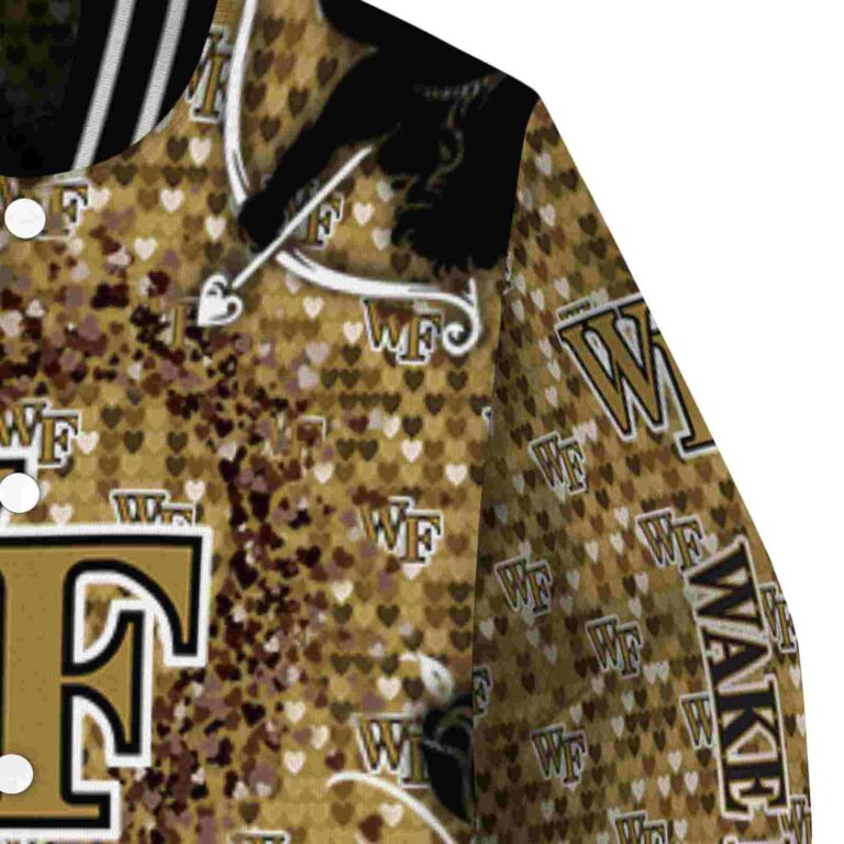 personalized wake forest demon deacons heart explosion gold jacket premium grade