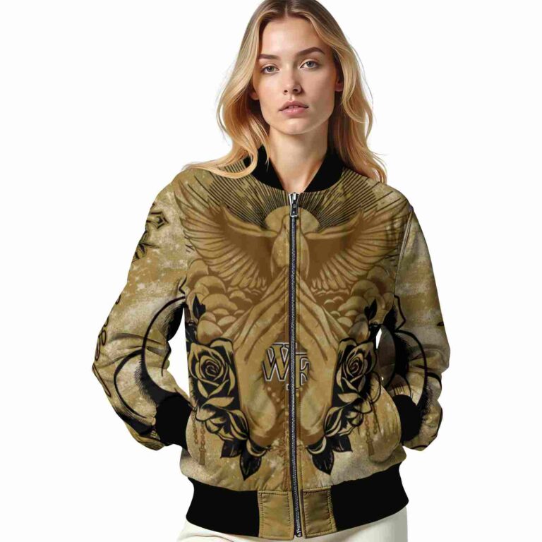 personalized wake forest demon deacons praying hands gold jacket latest model