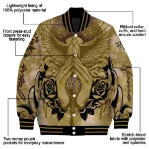 personalized wake forest demon deacons praying hands gold jacket new arrival