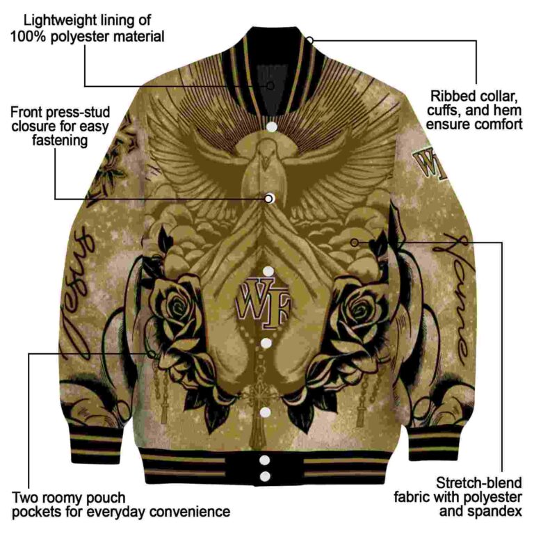 personalized wake forest demon deacons praying hands gold jacket new arrival