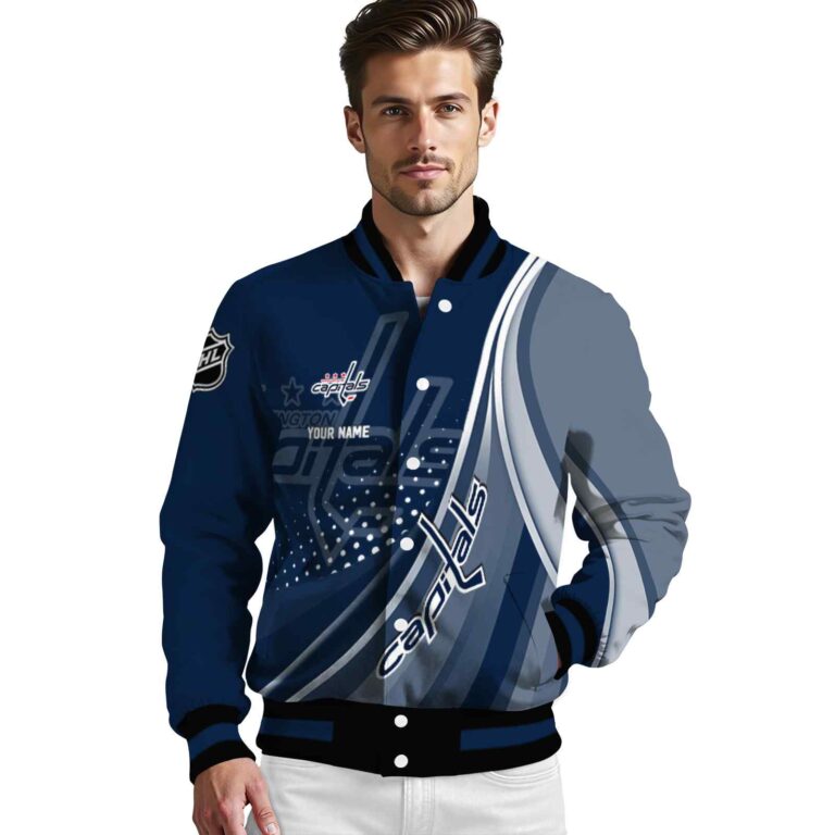 personalized washington capitals wave patterns blue jacket high quality