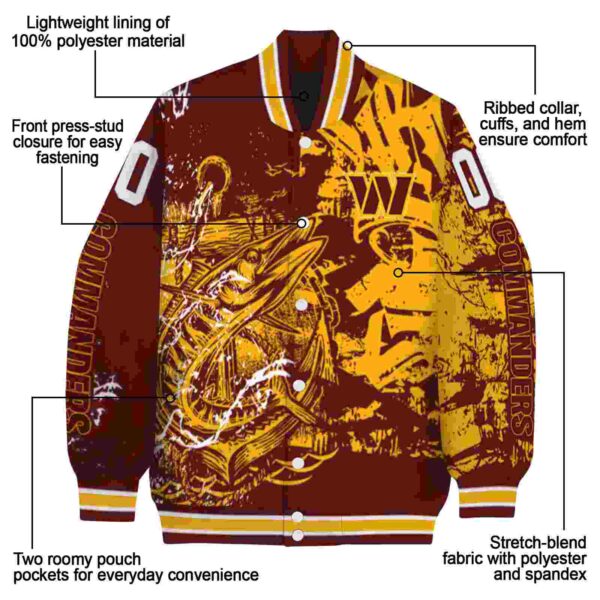 personalized washington commanders fishing art burgundy jacket new arrival