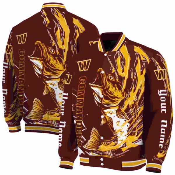 personalized washington commanders fishing passion burgundy white jacket fashion forward