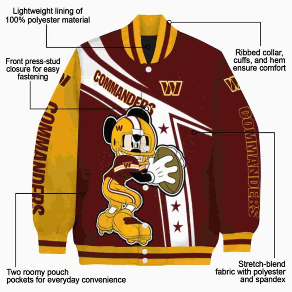 personalized washington commanders mickey football burgundy white jacket new arrival