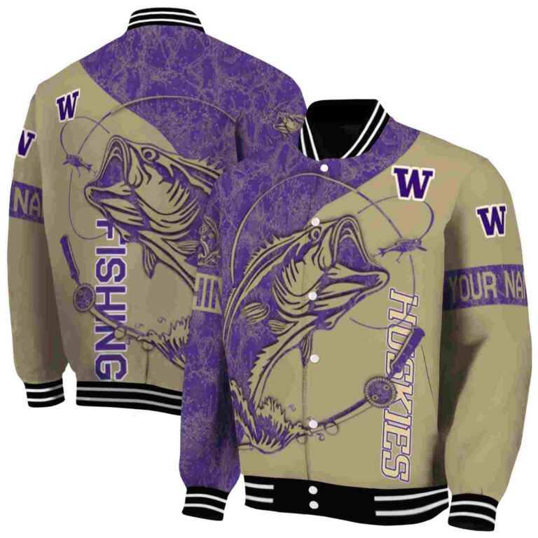 personalized washington huskies fishing rod gold jacket fashion forward
