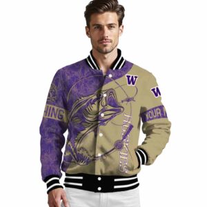 personalized washington huskies fishing rod gold jacket high quality