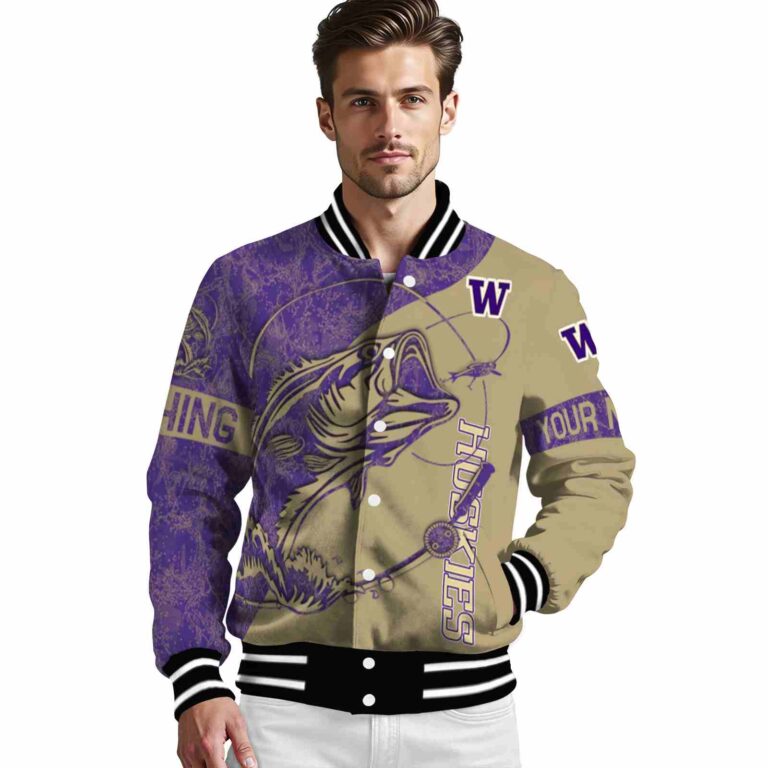 personalized washington huskies fishing rod gold jacket high quality