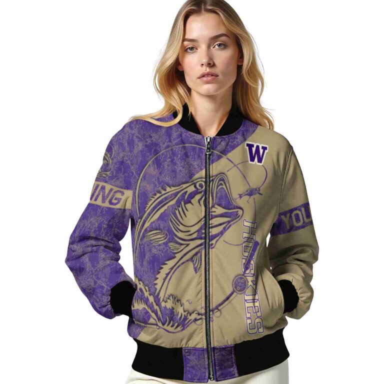 personalized washington huskies fishing rod gold jacket latest model