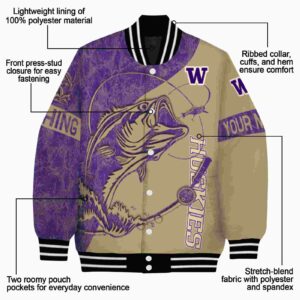 personalized washington huskies fishing rod gold jacket new arrival