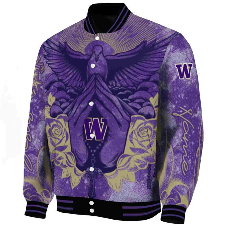 personalized washington huskies praying hands purple jacket best selling