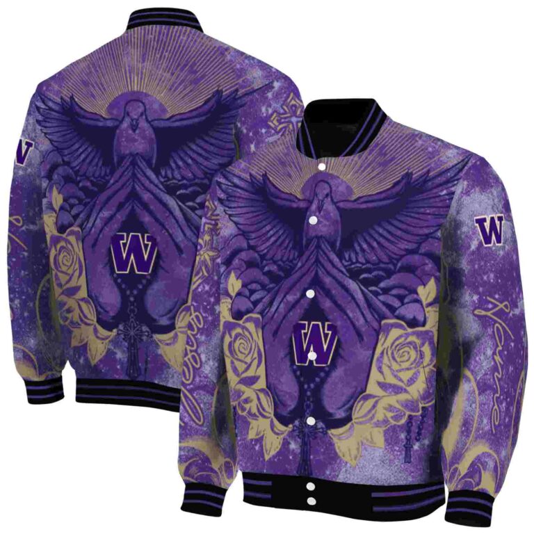personalized washington huskies praying hands purple jacket fashion forward