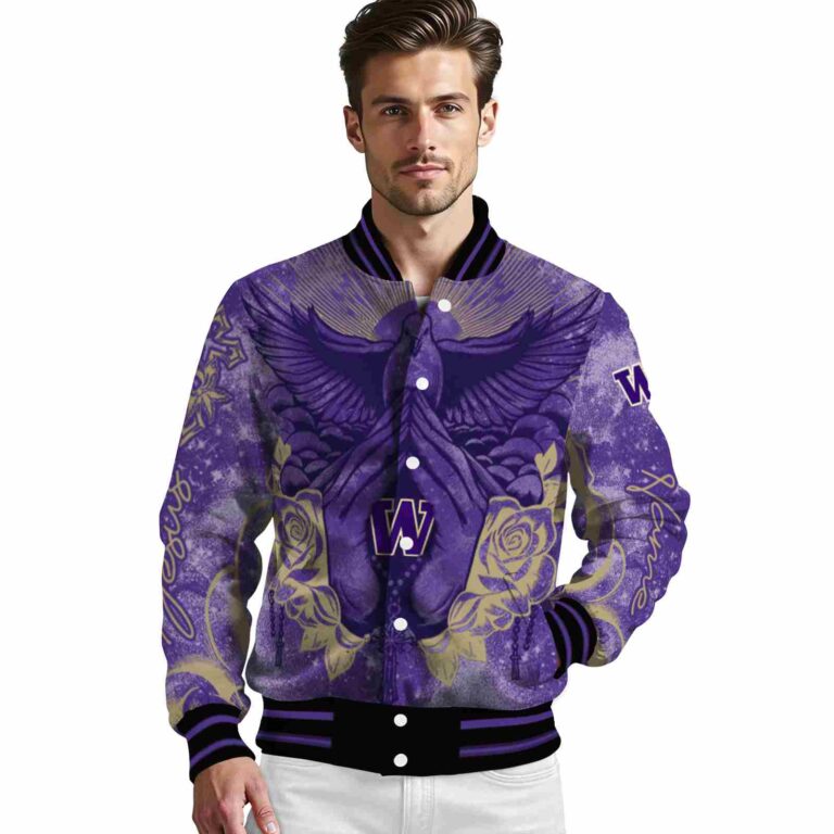 personalized washington huskies praying hands purple jacket high quality