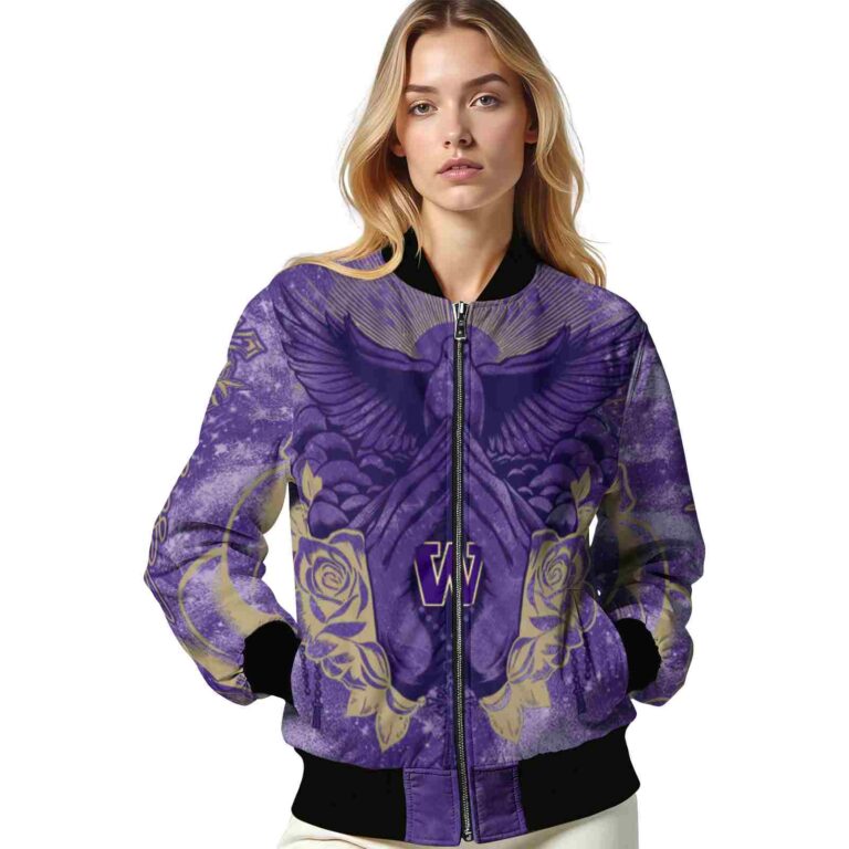 personalized washington huskies praying hands purple jacket latest model