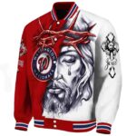 personalized washington nationals jesus tears red white jacket best selling