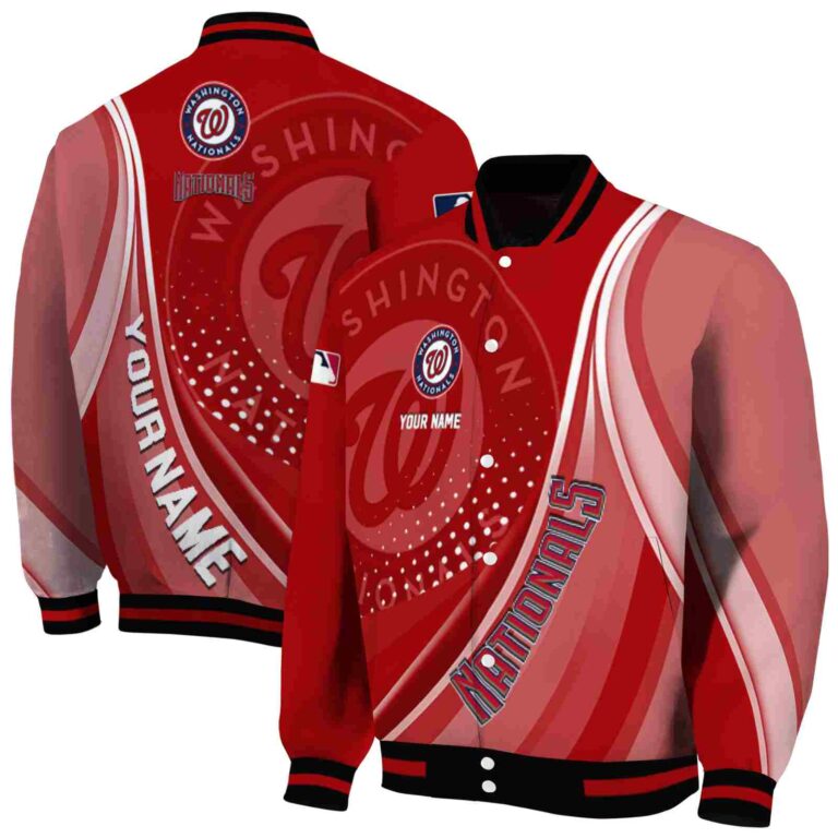 personalized washington nationals wave patterns red jacket fashion forward