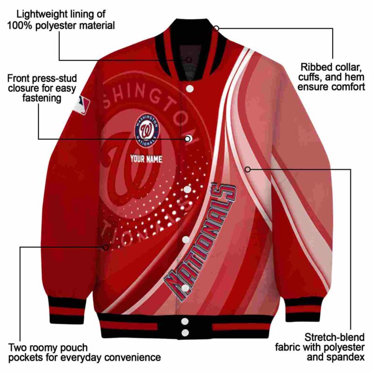 personalized washington nationals wave patterns red jacket new arrival