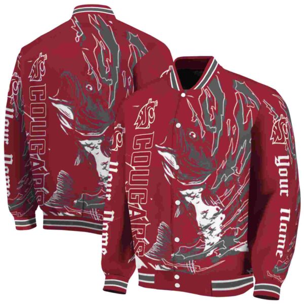 personalized washington state cougars fishing passion crimson white jacket fashion forward
