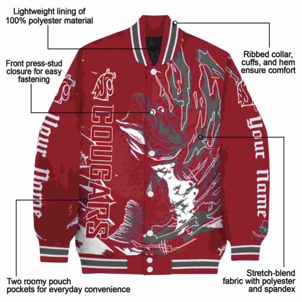 personalized washington state cougars fishing passion crimson white jacket new arrival