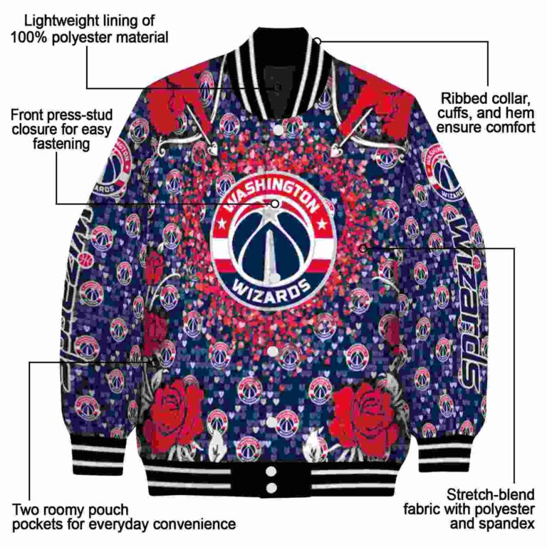 personalized washington wizards heart explosion blue jacket new arrival